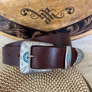 Western leather brown belt size 29/30 made in Italy